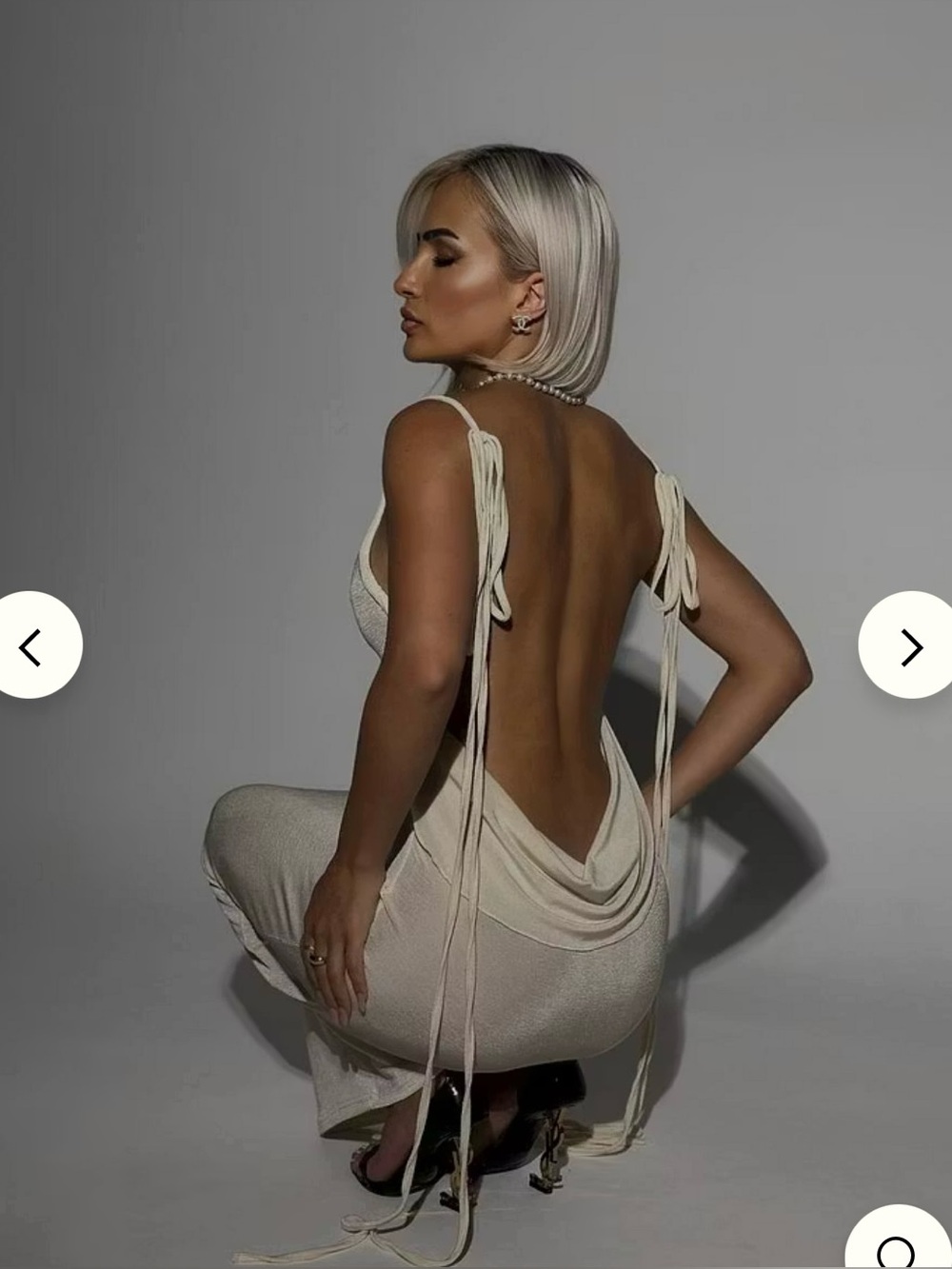 Sexy Backless Dress Maxi Summer Camisole Gown Lace-up Long Dress, White, Small